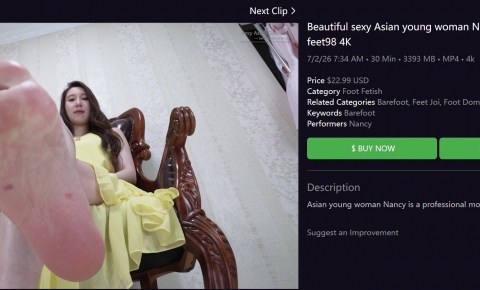 Beautiful sexy Asian young woman Nancy shows off her sexy 39EU big feet98 4K
